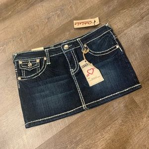 Denim Mini Rhinestone Skirt